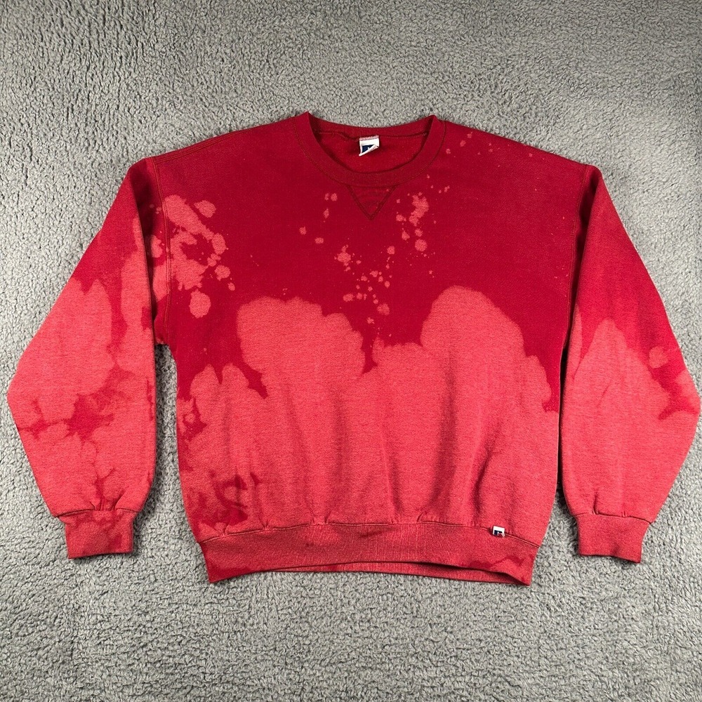 Vintage 90's Russell Athletic Sweatshirt Size XL Red Bleached Crewneck‎